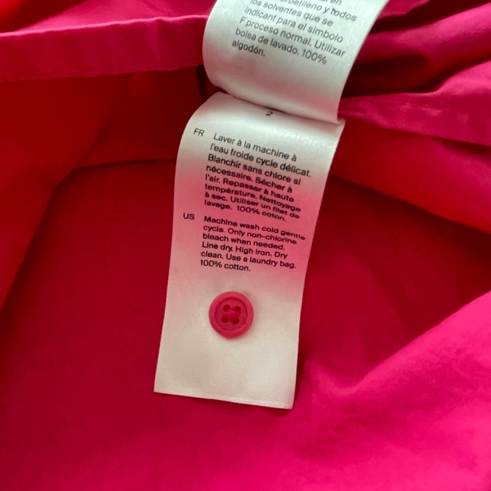 COS Relaxed-Fit Gathered Midi Shirt Dress Band Collar Poplin Pink Size 2 - Picture 14 of 14